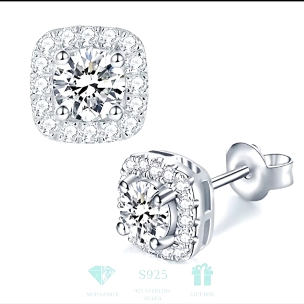 Certified MOISSANITE Stud earrings 0.5CT each on Sterling silver